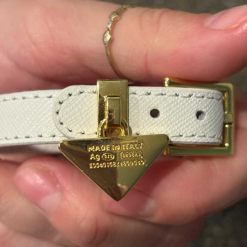 Prada White and Gold Leather Bracelet - Picture 4 of 9